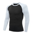 thumbnail image 1 of Blusas y camisas de manga larga con cuello redondo para hombre, de color liso, ajustadas, de alta resistencia, con cuello redondo, blusas de licra para hombre, 1 of 4