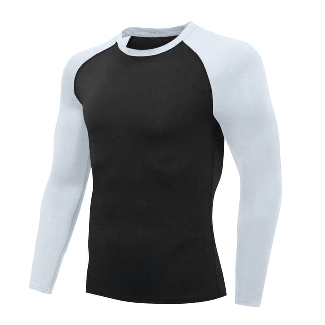 Blusas y camisas de manga larga con cuello redondo para hombre, de color liso, ajustadas, de alta resistencia, con cuello redondo, blusas de licra para hombre