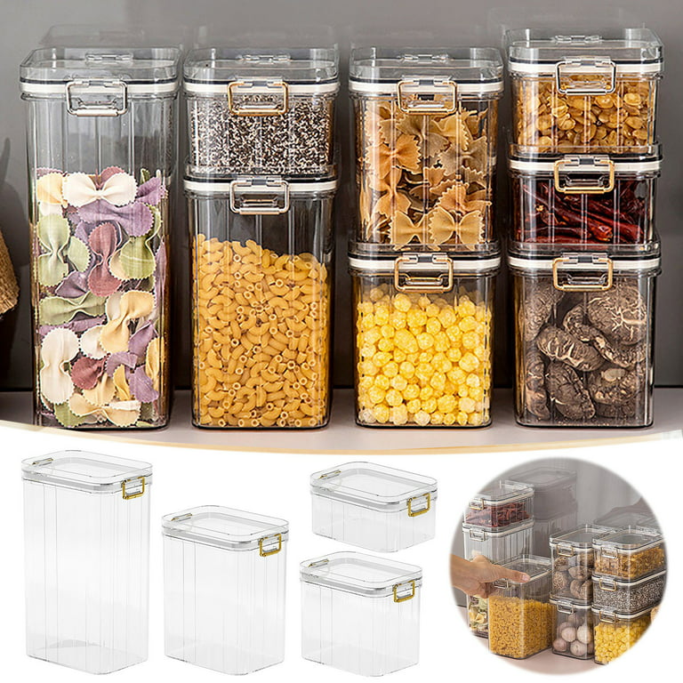 GPED 8PCS Airtight Food Storage Containers Set with Lids, BPA Free Kitchen  and Pantry Organization, Plastic Leak-Proof Canisters for Cereal Flour &  Sugar - Spoon Set, Labels & Marker 
