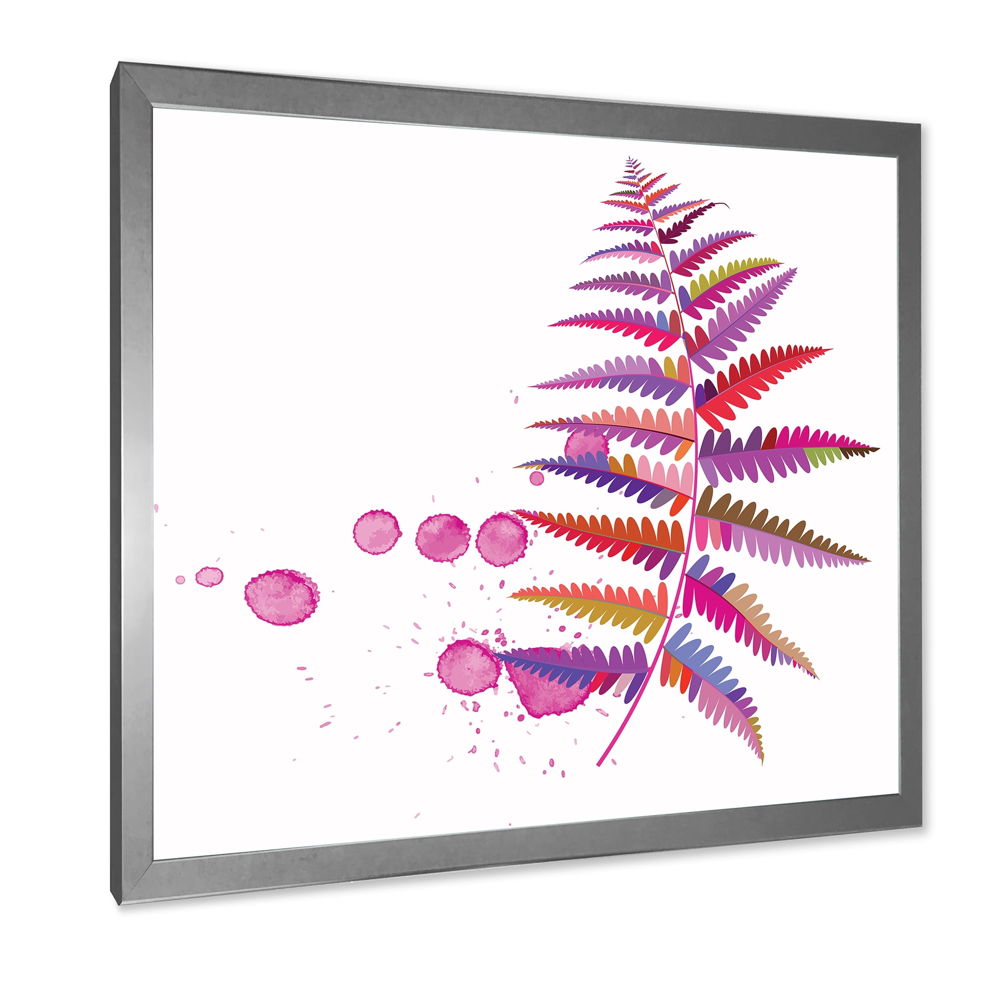 Designart 'Purple Fern With Purple Splash' Farmhouse Framed Art Print