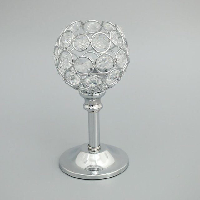 Candelabro de cristal para fiesta de boda, portavelas, soporte para vela de té, centro de mesa, decoración de comedor , plata S Soledad Candelabro de té con velas de mosaico