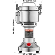 VEVOR 550g Electric Grain Mill Grinder, High Speed 2000W Commercial Spice Grinders, Stainless Steel Pulverizer Powder Machine, for Dry Grains Spices Cereals Coffee Corn Pepper, Straight Type