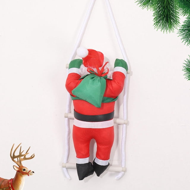 Adorno colgante Papá Noel trepador en escalera de cuerda 25 cm Macarena