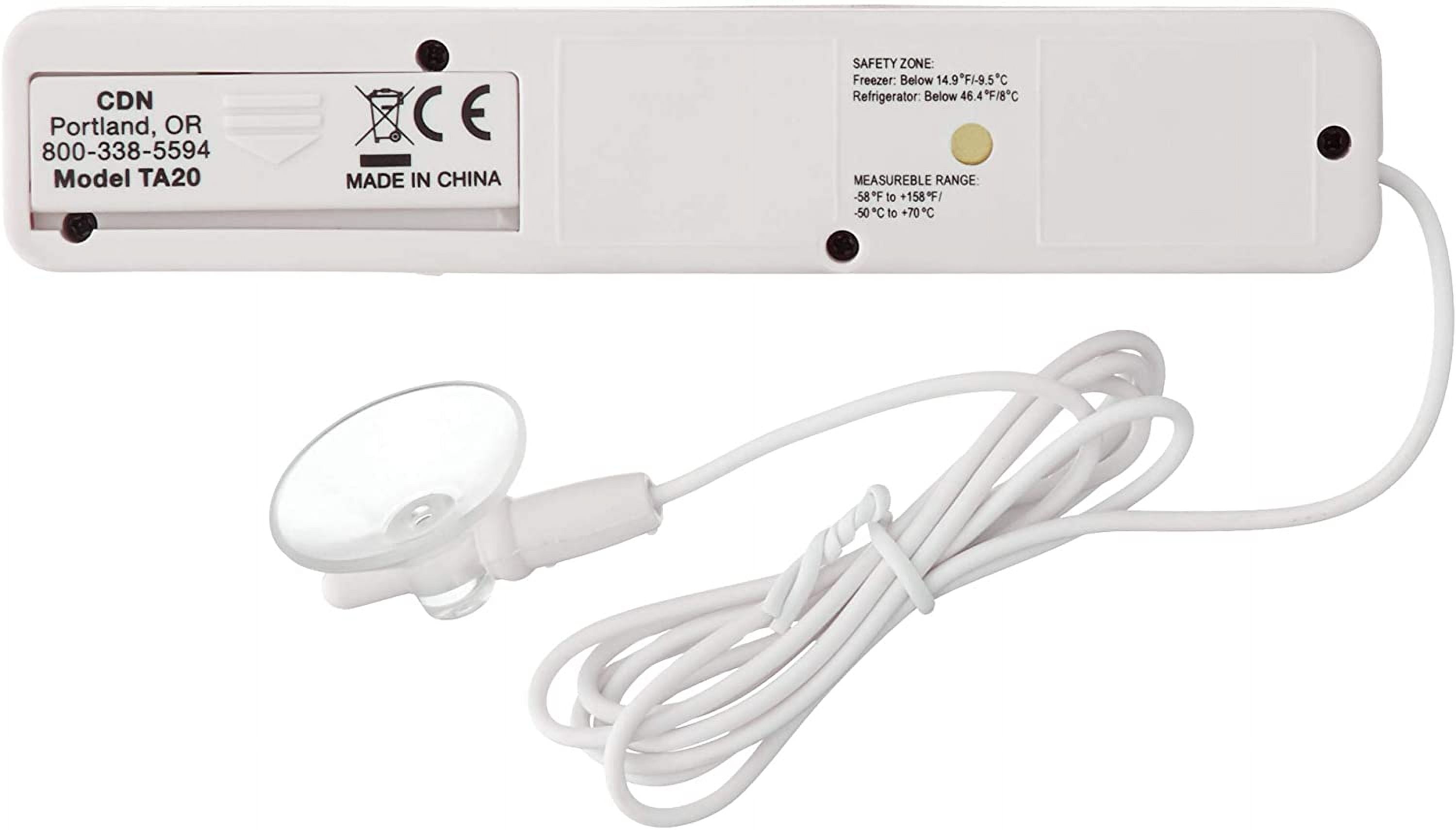 Refrigerator/Freezer Alarm | Room & Refrigerator/Freezer Monitoring, Alert, 39" Sensor Cable, Against Food Spoilage During Power Outages - TA20