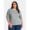 thumbnail image 3 of (2 pack) Time and Tru Women's and Women's Plus Crewneck Sweatshirt with Long Sleeves, Sizes XS-4X, 3 of 3