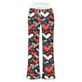 thumbnail image 4 of Women Pajama Pants Valentine's Day Heart Print Loose Pjs Bottoms With Drawstring Stretch Soft Comfy Sleep Pants Lounge With Pockets Grey XXL, 4 of 4