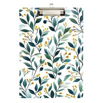 FORMRS Acrylic Clipboard with Low Profile Clip Standard A4 Letter Size, 12.5" x 9", Darker Leafy Pattern