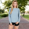 thumbnail image 4 of Women's Long Sleeve Ribbed Knit Sweater with Gathered Shoulders - Small, Blue, 4 of 6