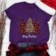 thumbnail image 2 of Camisas Navideñas A Cuadros Para Mujer, Cuello Redondo, Entramado, Estampado de Árbol de Navidad, Camisetas de Manga Corta Odeerbi ODB207892, 2 of 7