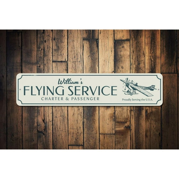 Flying Service Novelty Sign, Metal Wall Decor - 4x18 inches