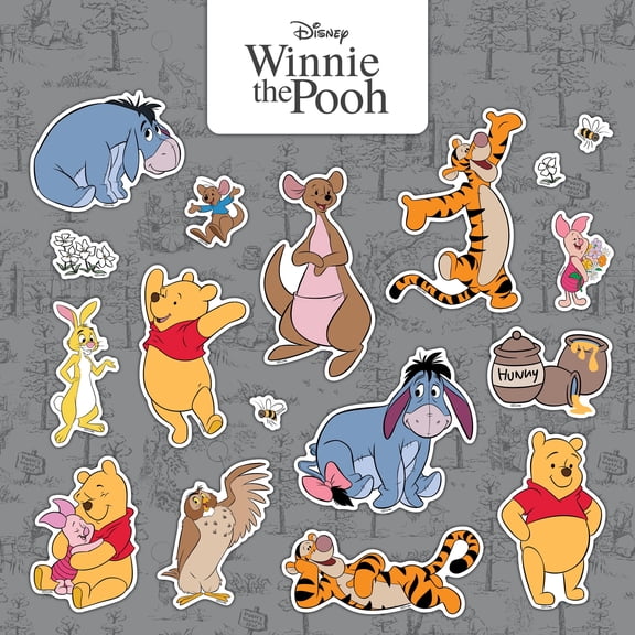 Disney Winnie The Pooh Decals - Set of 17 Pooh Bear Kanga Roo Eeyore Piglet Tigger Vinyl Stickers for Car Laptop Computer Kids Water Bottle Outdoor Waterproof