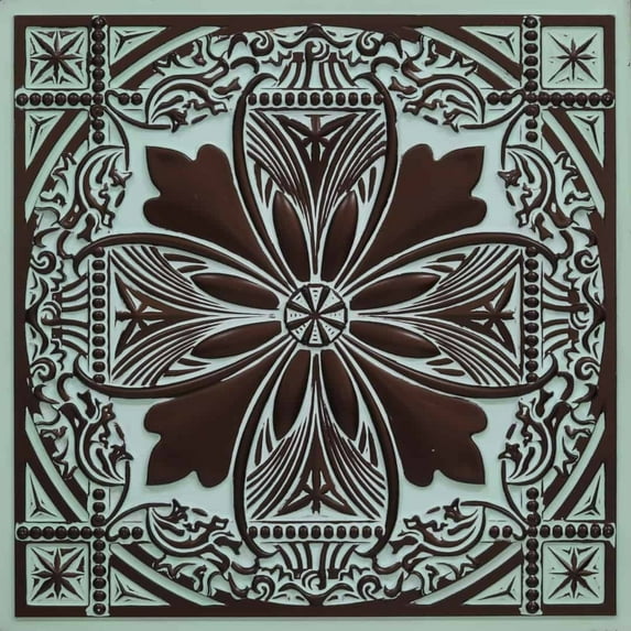 337-Helena 2 ft. x 2 ft. PVC Lay-in or Glue-up Ceiling Tile in Aqua Tin (40 Sq. ft. / Pack) - 10 Pieces