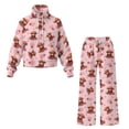 thumbnail image 4 of SCRAWLGOD Valentine's Day Decor Highland Cow Heart Rose Pink Women's 2 Piece Outfits Fall Winter Sweatsuits Oversized Turtleneck Drawstring Top Wide Leg Sweatpants Tracksuits Lounge Matching Sets, XS, 4 of 7