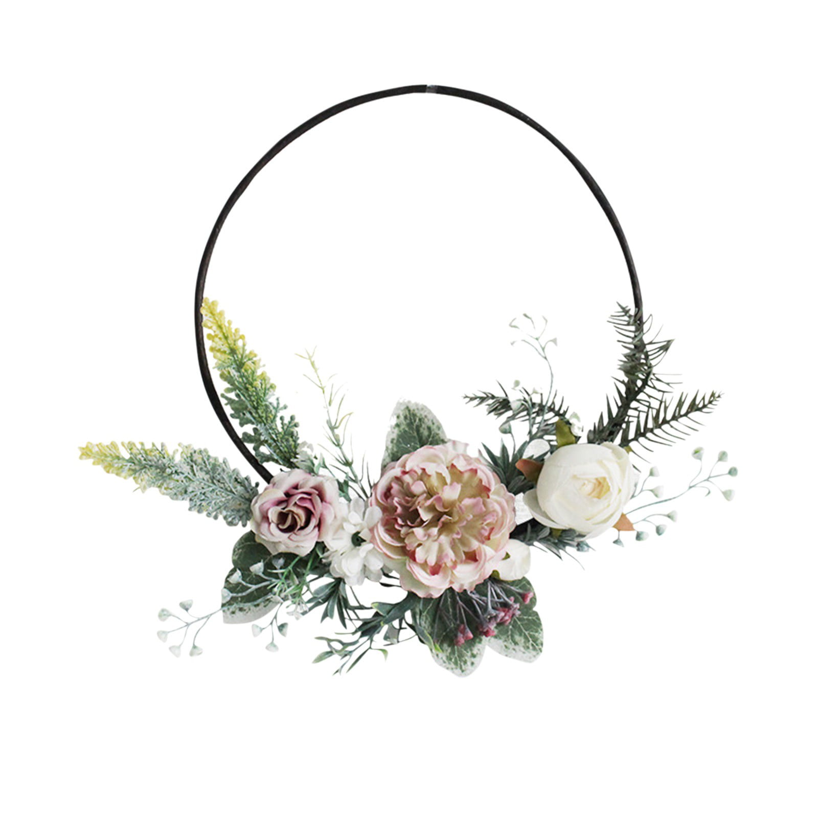 holiday wall hanging Gold hoop 4 wall hanging decor with white and red dried flowers Holiday wreath Christmas flowers