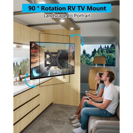Lockable RV TV Mount Portrait TV Wall Mount with Landscape to Portrait for 13–43" TVs & Monitors