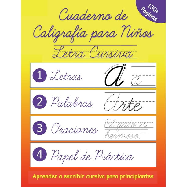 Cuaderno De Caligrafia Para Ninos Escribir Letra Cursiva En Espanol Paperback Walmart Com Walmart Com