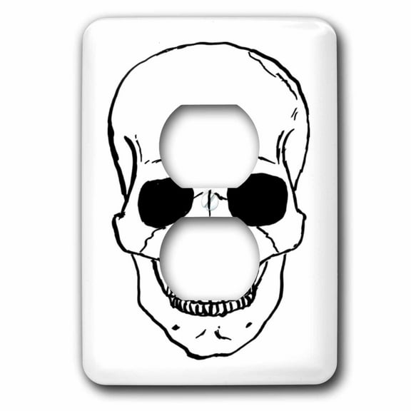 3dRose, Black Skull Outline, 2 plug outlet cover