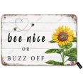 thumbnail image 1 of Letrero decorativo de hojalata con diseño vintage "Bee Nice Or Buzz Off" para el hogar, la habitación, la granja, el jardín, el patio al aire libre, divertido tamaño de decoración de pared: 8 x 12, 1 of 4