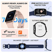 Vibeat Smart Watch for Men, 1.85 AMOLED Screen with Bluetooth Call & Voice Control, 120+ Sport Modes, IP68 Waterproof Fitness Tracker for Android iOS, Pink