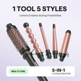 thumbnail image 3 of 5 in 1 Curling Iron,Curling Wand Set with Curling Brush and 4 Interchangeable Ceramic Curling Wand(0.5”-1.25”),Instant Heat Up,Include Heat Protective Glove & 2 Clips, 3 of 8