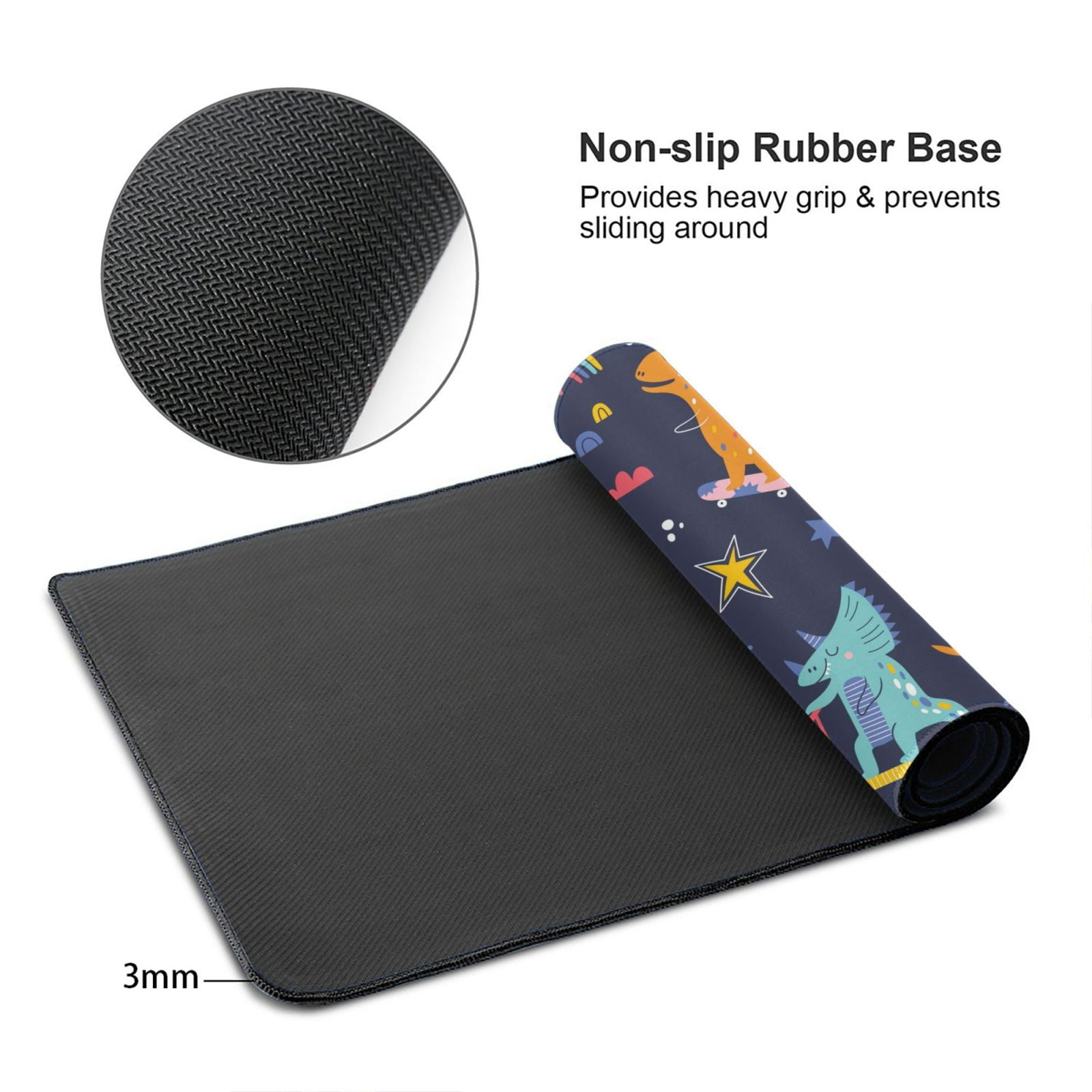 Kdxio Cartoon Dinosaur Scooter Sport Blue Print Large Gaming Mouse Pad,Non-Slip Base,Water Resist Keyboard Pad for Gamer,Office & Home,29.5 x 15.8 in