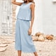 thumbnail image 3 of Conjunto de pantalones y camisa informal para mujer, estilo bohemio, camisetas sin mangas recortadas, pantalones, traje de vacaciones FLhrweasw Para estrenar, 3 of 9