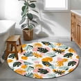 thumbnail image 4 of Round Area Rug 3ft,Summer Tropical Plants Washable Carpet Non-Slip Runner Accent Rugs Indoor Floor Mat for Bedroom Living Room Decor,Abstract Pastoral Leaves, 4 of 9