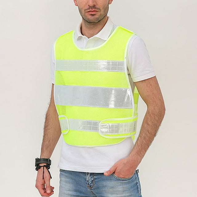 EGNMCR Débardeur à Col Rond pour Hommes, Débardeur Réfléchissant pour la Construction, Jardin la Nuit, Gilet de Protection Sans Manches Sans Chapeau Men Polyester Coat