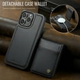 thumbnail image 4 of ELEHOLD Luxury PU Leather Magnetic Case For iPhone 16 Detachable Back Wallet Stand Function Card Case, Mag Safe Compatible, RFID Blocking Technology Shockproof Cover - Black, 4 of 11