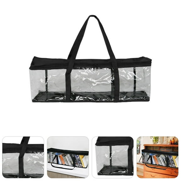 HOMEMAXS Portable Clear Book Storage Bags CD DVD Media Collection Bag with Carry Handles Dual Zipper
