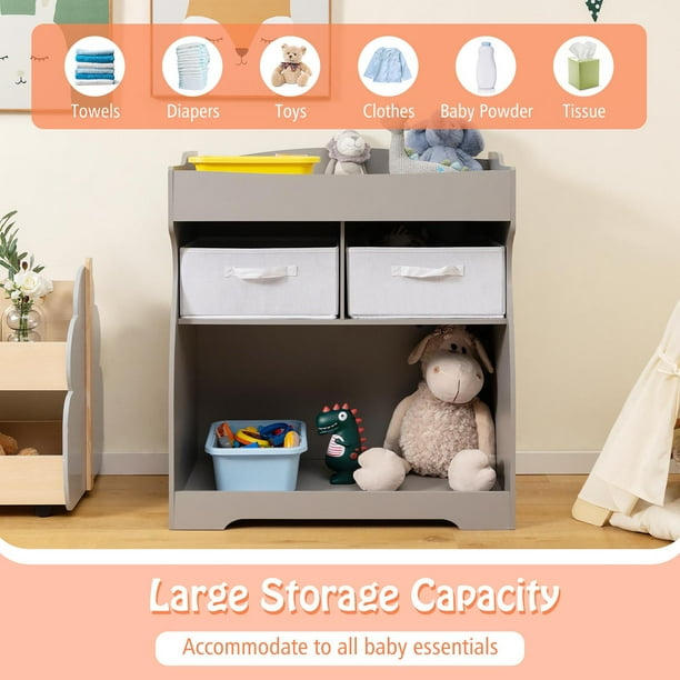 Costway Baby Changing Table Dresser Infant Diaper Station Nursery with Pad Drawers Walmart