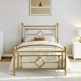 thumbnail image 2 of Sha Cerlin Gold Twin Size Metal Platform Bed Frame with Victorian Vintage Headboard, 2 of 10