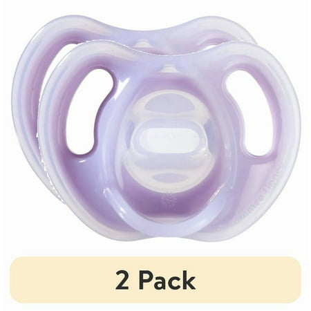 (2 pack) Tommee Tippee Ultra-Light Silicone Pacifier, 6-18 months, Symmetrical One-Piece Design, BPA-Free Silicone Binkies, Includes Sterilizer Box, 2 Pack