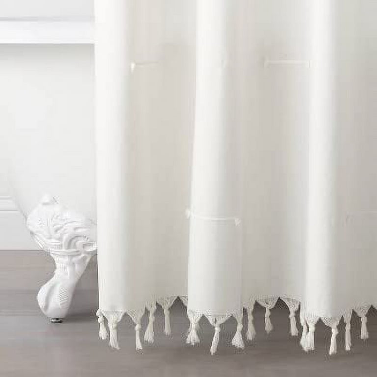 Textured Stripe Shower Curtain White