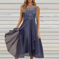 thumbnail image 3 of QJUHUNG Robe Midi Formelle pour Femmes Soirée Été Col en V Manches Courtes T-Shirt Soirée Invité de Mariage Style Asymétrique B-8 Cocktail Gris_i L, 3 of 5