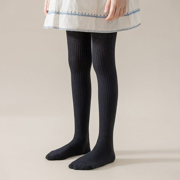 BYHONG Baby Girl Socks Kids Girls Tights Cotton Cable Knit Footed Pantyhose Baby Stockings Toddler Leggings Black M