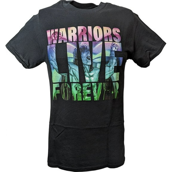 Warriors Live Forever Ultimate Warrior WWE Mens Black T-shirt M