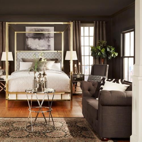 Inspire Q Solivita King Size Canopy Champagne Gold Metal Poster Bed By Bold Com Inspire Q Solivita King Size Canopy, Chrome Canopy Bed King