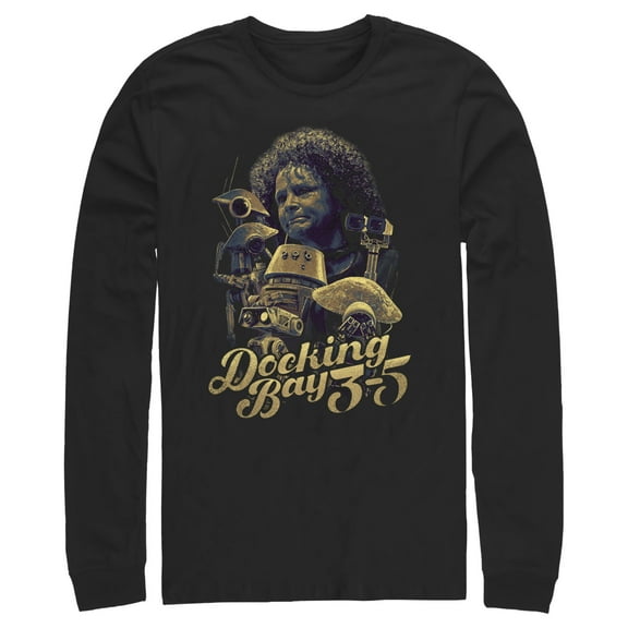 Men's Star Wars: The Book of Boba Fett Peli Motto Docking Bay 3-5  Long Sleeve Shirt Black Large