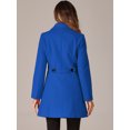 thumbnail image 4 of DARING DIVA Women's Casual Winter Single Breasted Mid Length Overcoat Blue L, 4 of 6