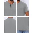 thumbnail image 7 of DARING DIVA Men's Casual Summer Short Sleeves Button Henley Basic Tee L Light Gray, 7 of 7