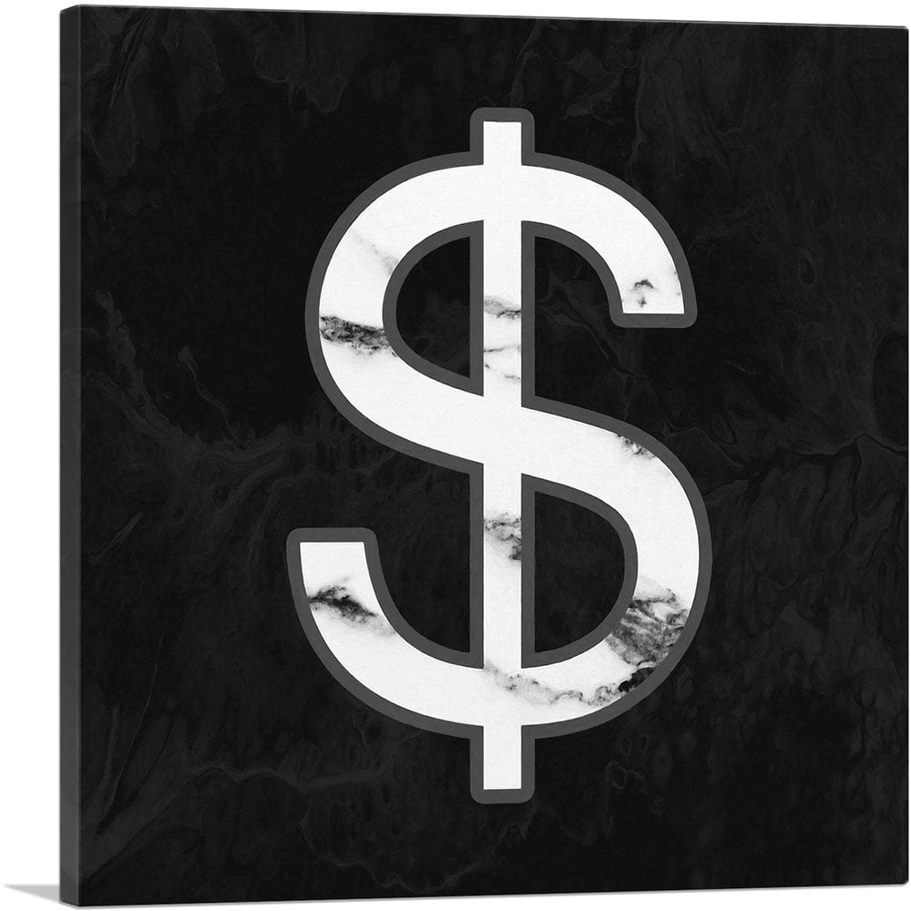 ARTCANVAS Classy Black White Marble Alphabet Dollar Sign Symbol Canvas artcanvas-classy-black-white-marble-alphabet-dollar-sign-symbol-canvas