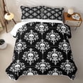 thumbnail image 2 of Homewish Hipple Halloween Skull Twin Quilt Set,Vintage Damask Twin Coverlet Set,2-Piece, 2 of 7