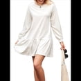 thumbnail image 3 of Vestido Estilo Sudadera de Larga para Mujer, Otoño 2025, Cuello Redondo, Punto Acanalado, Patchwork, Minivestidos Informales. L, 3 of 10
