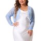 thumbnail image 1 of Cárdigan corto abierto de encaje floral transparente para mujer de tallas grandes Agnes Orinda, azul claro 4X, 1 of 6