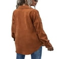 thumbnail image 3 of Womens Corduroy Autumn Shirt Jacket Lapel Button-down Long Sleeve Solid Color Shacket Jacket, 3 of 5
