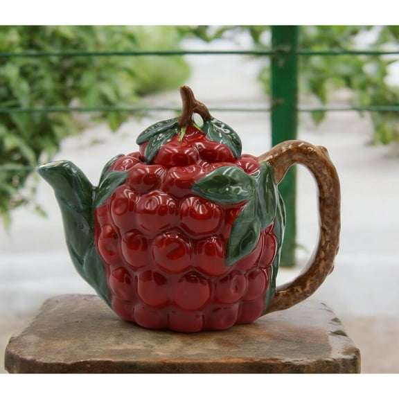Ceramic Cherry Teapot, Afternoon Tea, Gift for Her, Gift for Mom, Kitchen Decor, Cafe Decor