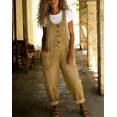 thumbnail image 3 of sicmoss Women's Khaki Y2K Baggy Wide Leg Bib Overalls Adjustable Strap with Pockets, 3 of 7