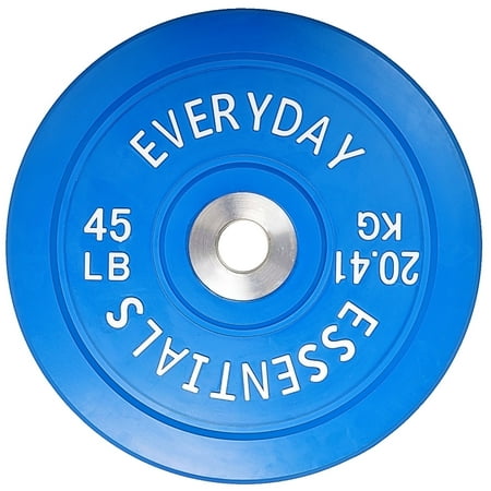 Everyday Essentials Color Coded Olympic Bumper Plate Weight Plate w Steel Hub, 45 lbs