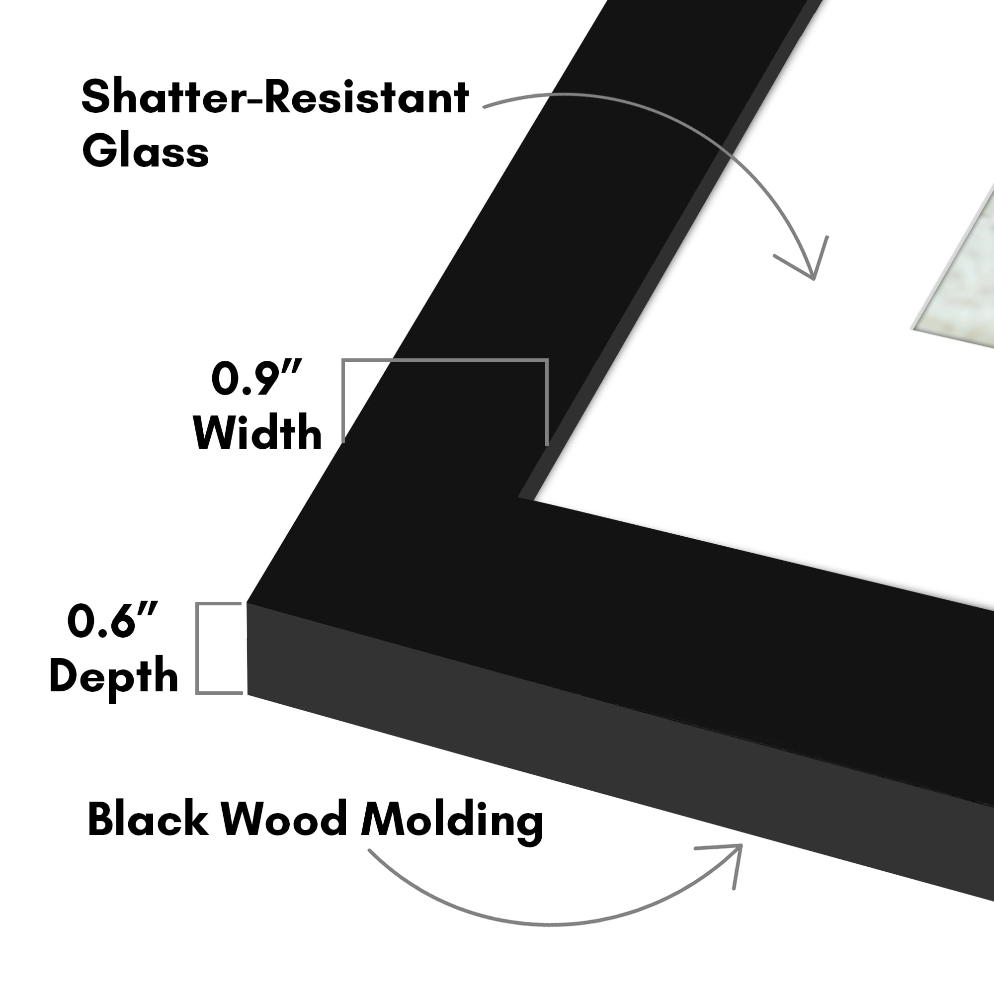 Americanflat 8x10 Picture Frame with Shatter-Resistant Glass with 5x7 Mat Display Photo Signature - Black